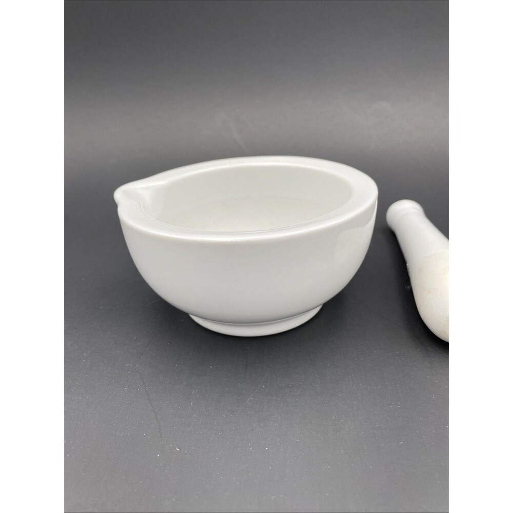 Vintage Porcelain/Ceramic Mortar and Pestle - White - Small 3.5" - Picture 5 of 9